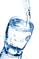 water splashing into glass isolated