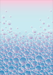 Blue and pink background full of transparent bubbles