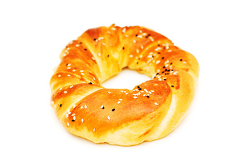 Doughnut with poppy-seeds isolated on the white