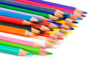 Various colour pencils isolated on the white