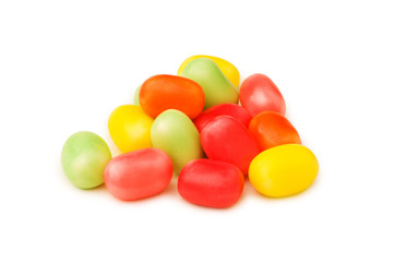 Various jelly beans isolated on the white background
