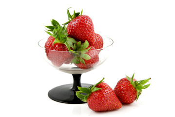 Fresh and tasty strawberries in glass