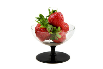 Fresh and tasty strawberries in glass