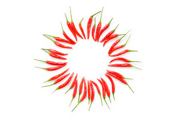 Red chili peppers isolated on the white
