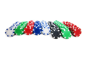 Stack of chips isolated on the white background