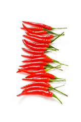 Red chili peppers isolated on the white