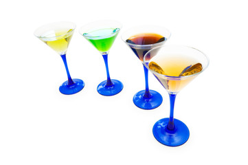 Various cocktails isolated on the white background