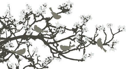 Floral Background, birds