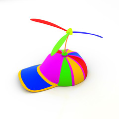 Multicolored cap with toy propellers
