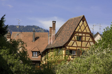 Fototapeta na wymiar Kaysersberg, maisons traditionnelles