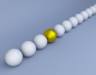 Row of golf balls