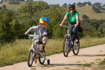 Mother and Son Biking