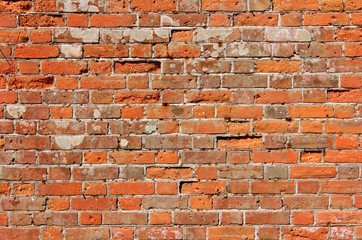 Close Up Of Old Red Brick Wall