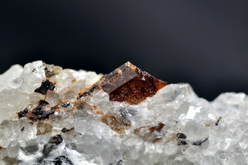 Dravite crystal in quartz matrix