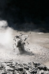 Explosion of hot mud