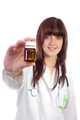 Medicine doctor holding bottle
