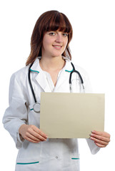 Medicine doctor showing blank card
