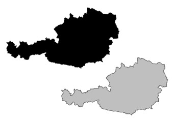 Austria map. Black and white. Mercator projection.