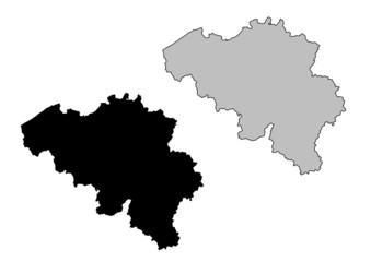 Belgium map. Black and white. Mercator projection.
