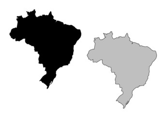 Brazil map. Black and white. Mercator projection.