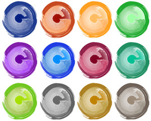 farbige runde buttons in pinselstrich-optik