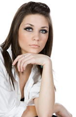 Naklejka premium Stunning Teenage Girl Resting her Head on her Chin