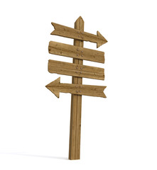 old wooden signpost  isolated on white - rendering