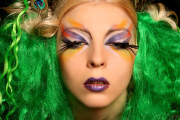 girl-peacock with green hair