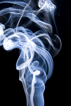 blue smoke on black