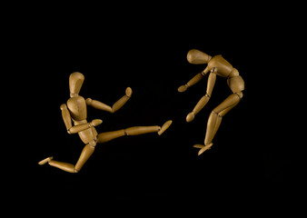 Two puppets fighting
