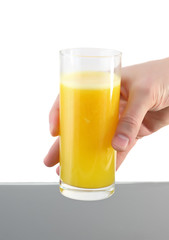 Glass of fresh orange juice. Isolated