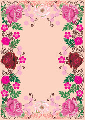 pink and red rose frame