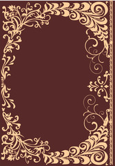 brown curled floral frame