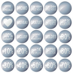 Collection de vignettes commerciales en argent (détouré)