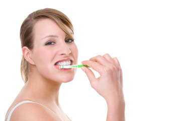 Woman with toothbrush