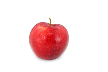 Single red  apple on white background.Isolated