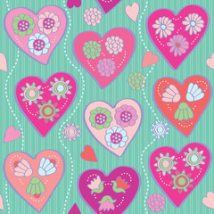 Obraz na płótnie Canvas Cute cartoon hearts. Seamless vector illustration