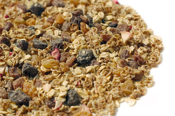 fruit and nut muesli on white