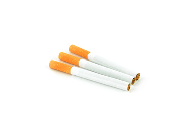 Three cigarets on white background