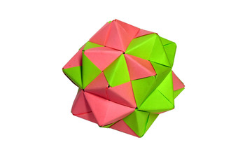 isolated colored papperball origami