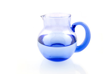 Blue watering can isolated on white background