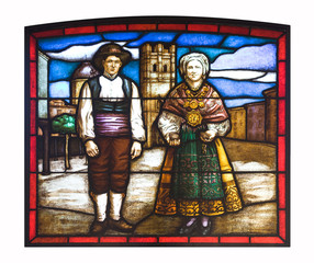 Stained glass from Leon's Diputacion, Spain