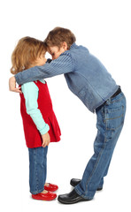 boy with girl represent  letter D