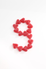 rosa Zahl Nr. 9 neun