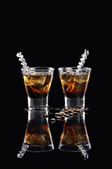 Black russian cocktail or iced coffee liquor