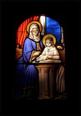 Marie et Jésus enfant étudiant