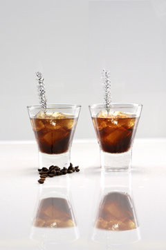 Black Russian Cocktail Or Iced Coffee Liquor