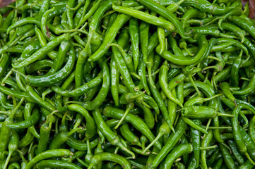background of green chillies