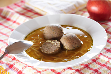 Liver balls in clear soup for meal
