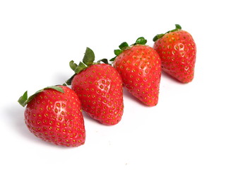 Strawberries group on white background